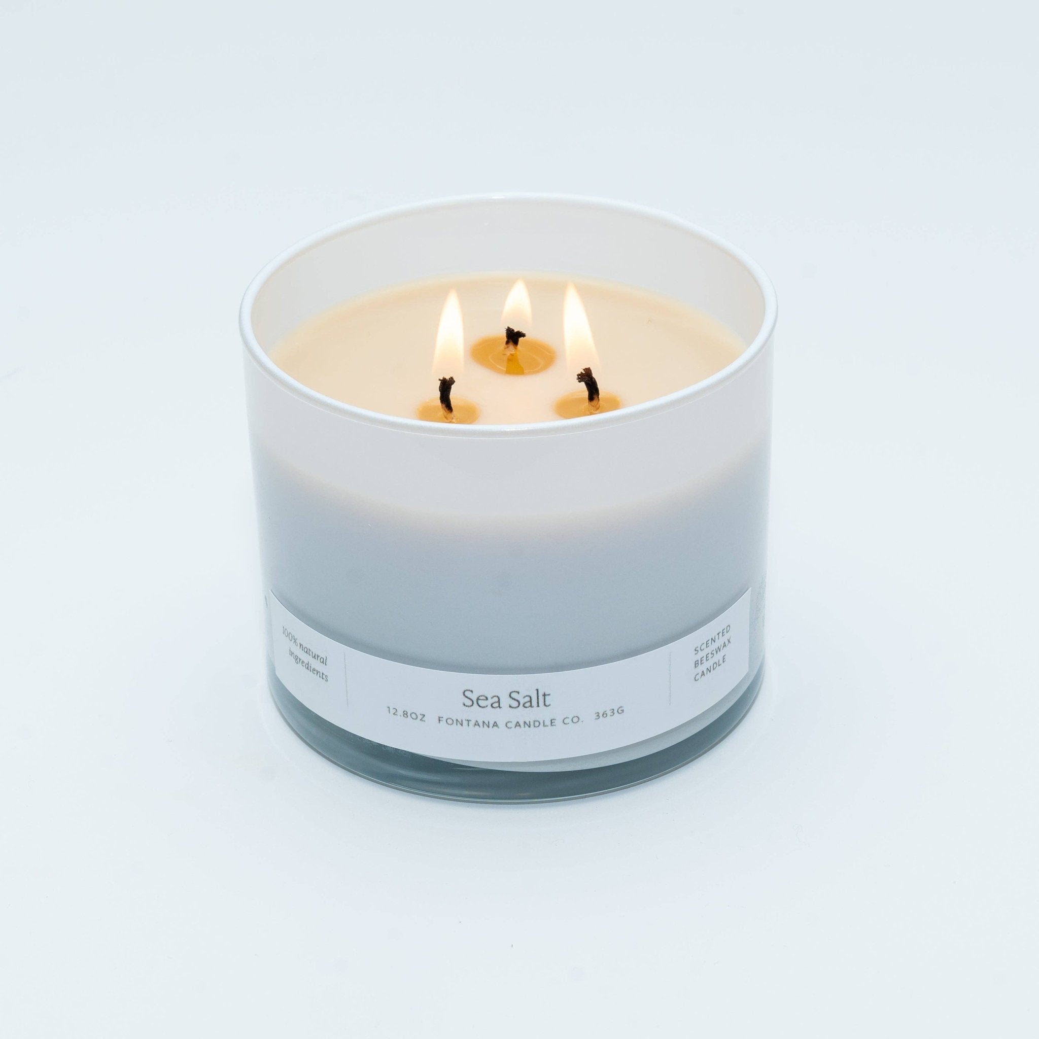 Sea Salt Essential Oil Beeswax 3 Wick Candle: Non - Toxic - Free Living Co