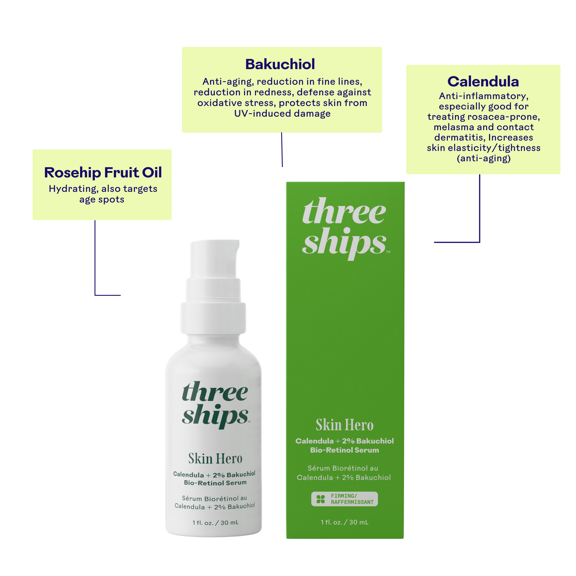 Skin Hero Calendula + 2% Bakuchiol Bio - Retinol Serum - Free Living Co