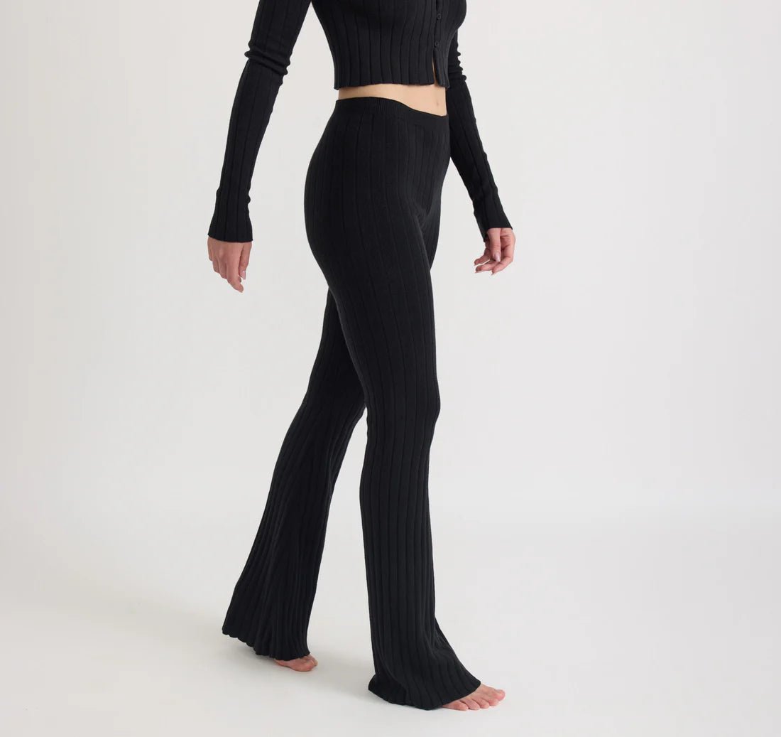 Soft Knit Rib High-Rise Flare Pants - Organic Cotton - Free Living Co