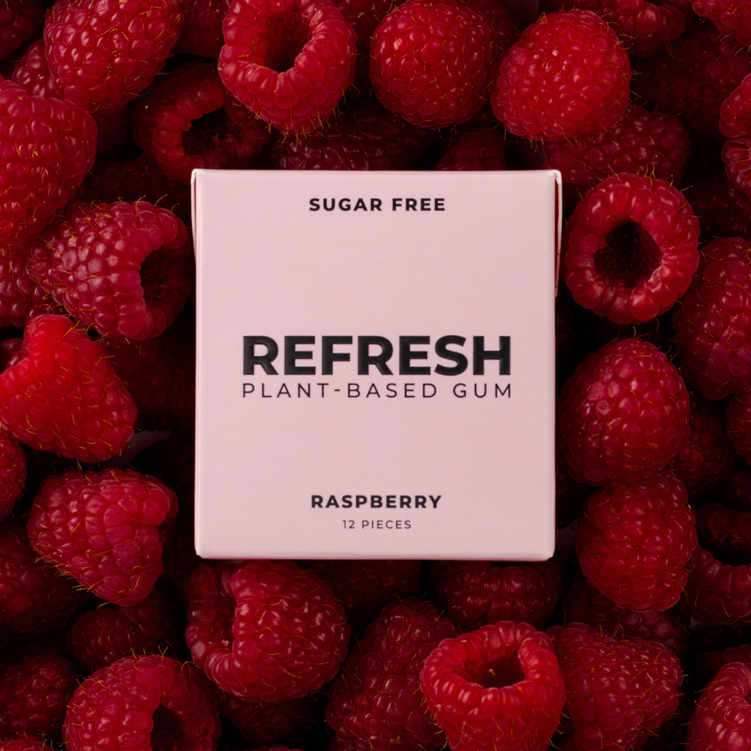 Raspberry Gum natural sugar-free gum front packaging view