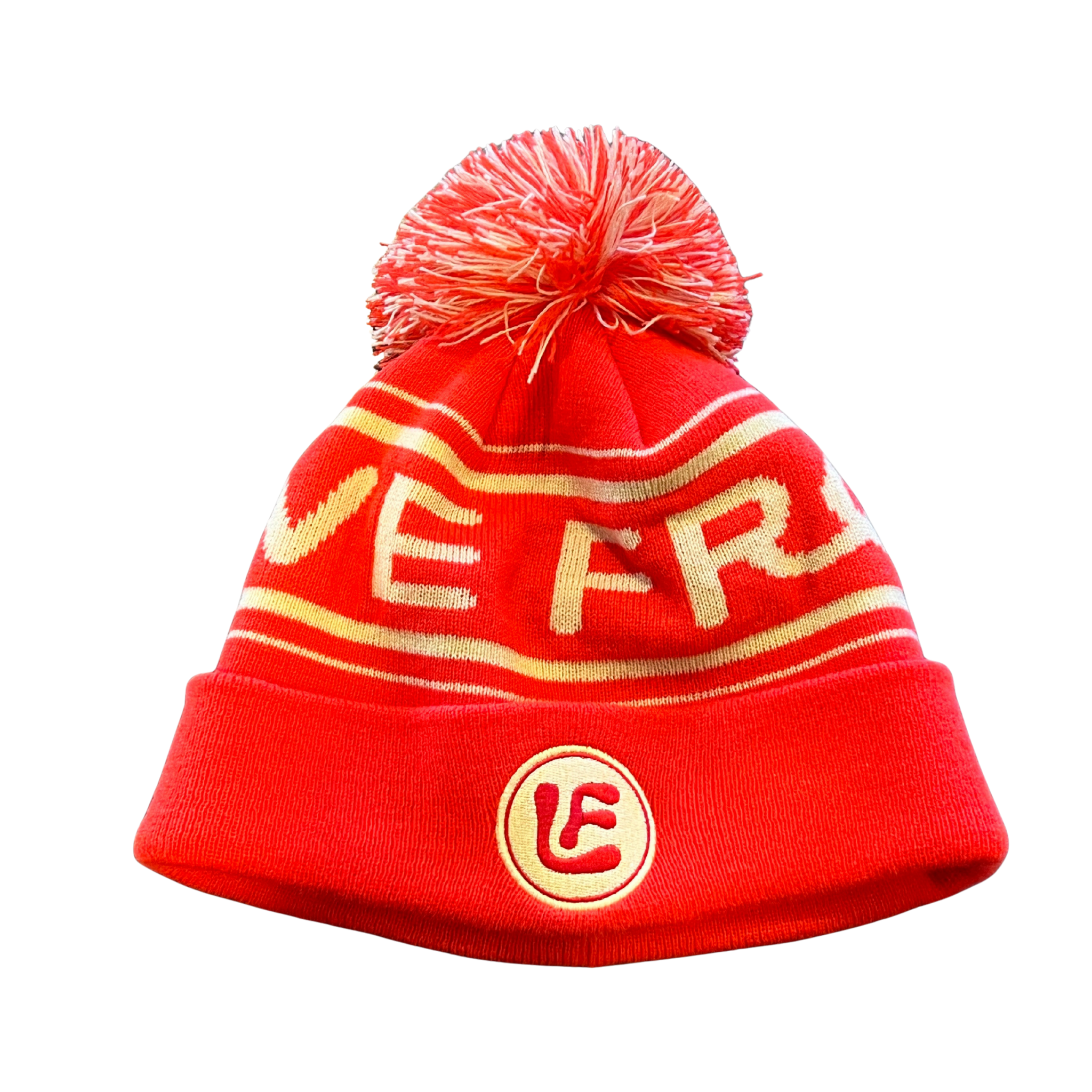 Live Free Beanie product front view, cozy knit beanie with inspirational message