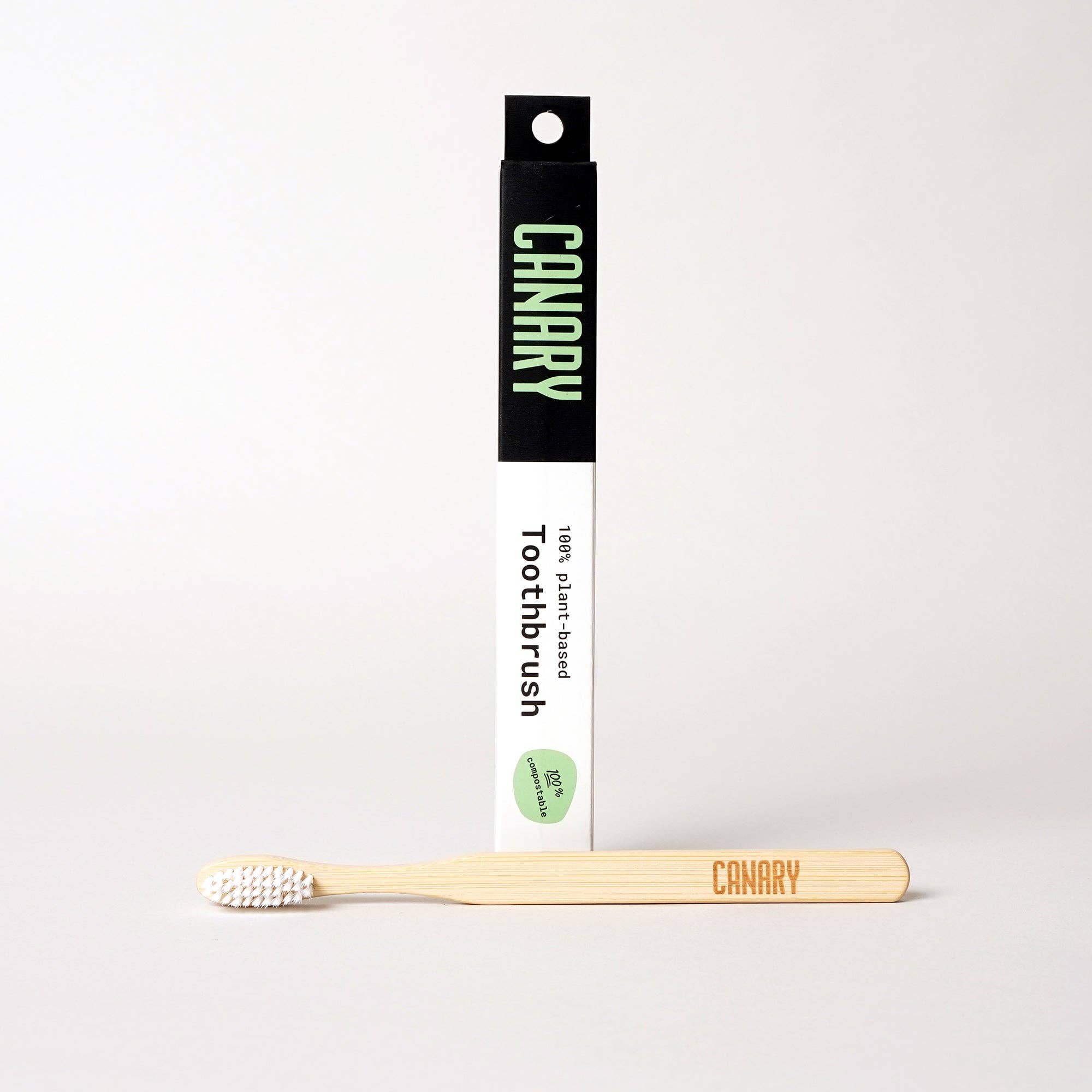 Fully Compostable Bamboo Toothbrush close-up of soft bristles and bamboo handle