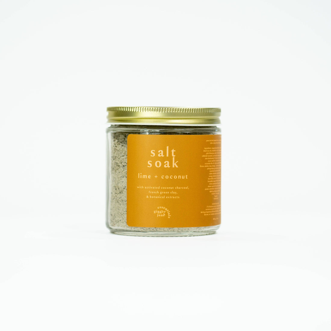 Salt Soak Lime and Coconut 14 oz bag product view, 100% natural tropical bath salt soak