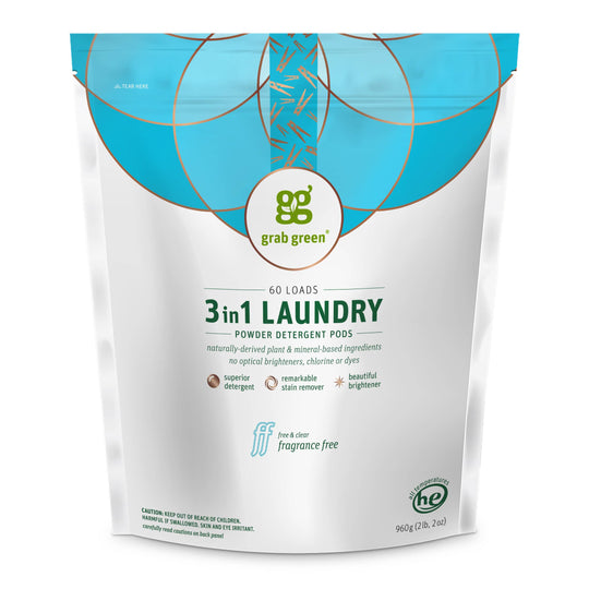 3 in 1 Laundry Detergent Pods, Fragrance Free, 60 Loads