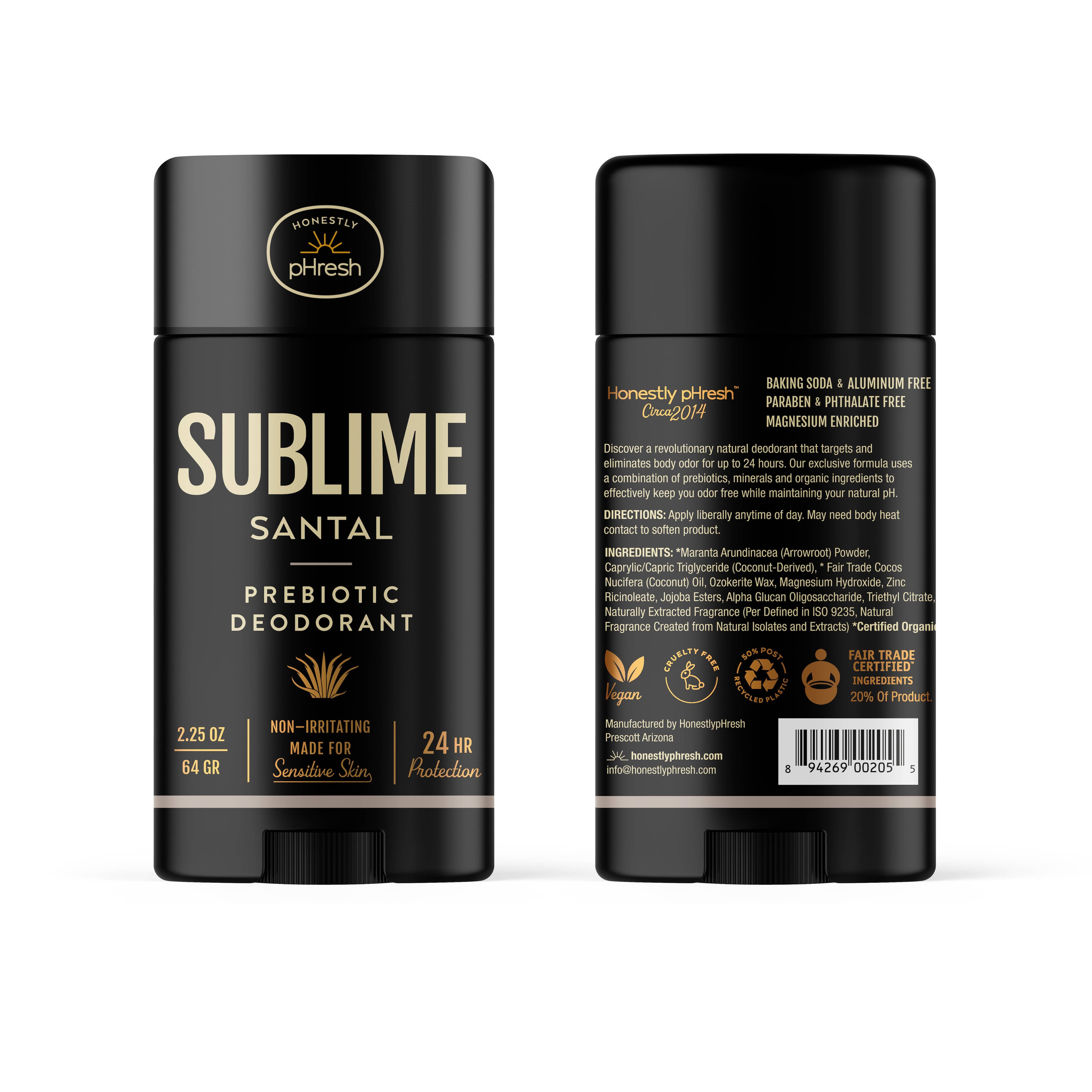 Sublime Santal Deodorant front product view natural formula
