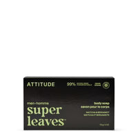 Men Super Leaves Bar Body Soap front view - sulfate-free natural men's soap with botanical extracts