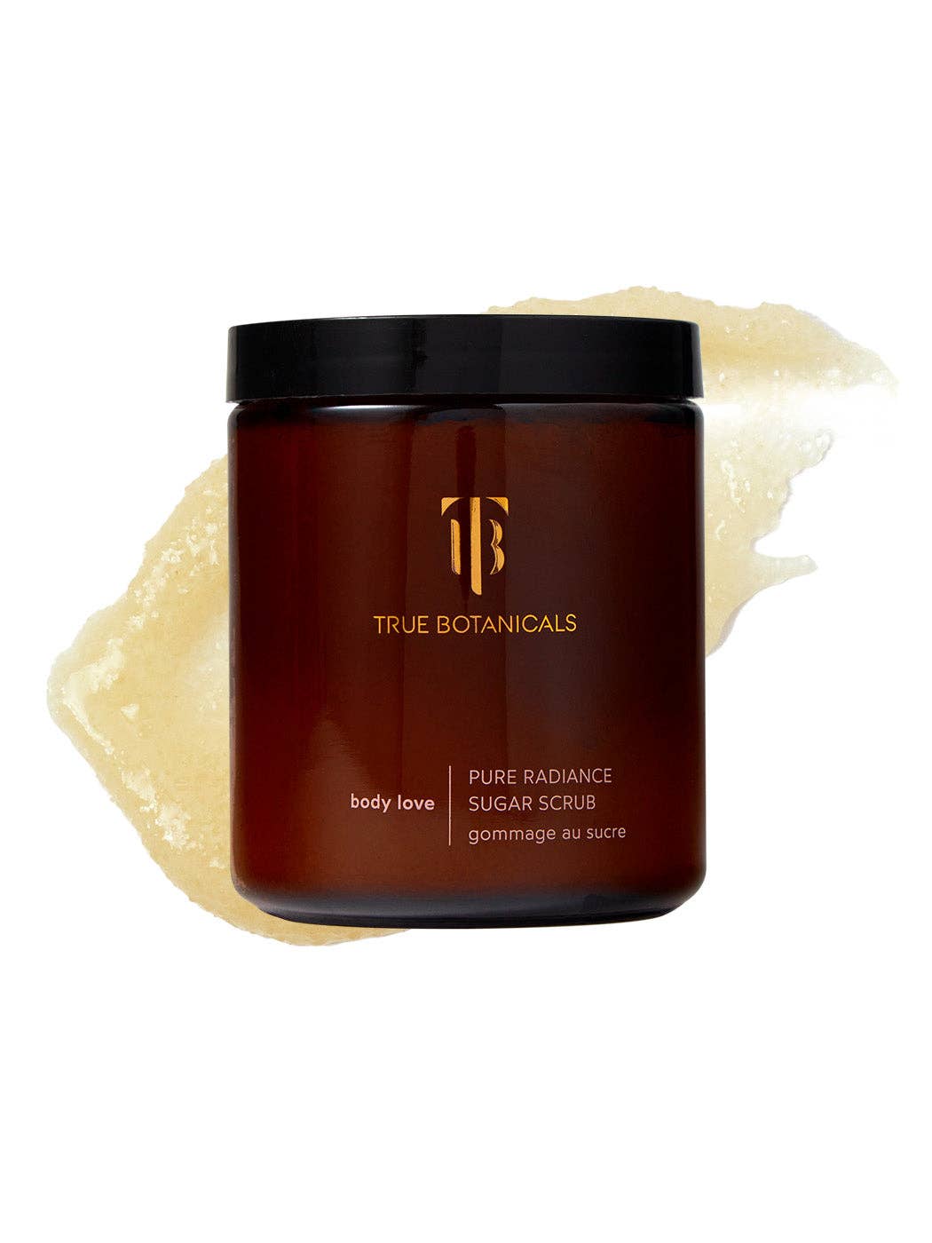 Pure Radiance Sugar Exfoliating Body Scrub jar lid close-up showing sugar texture