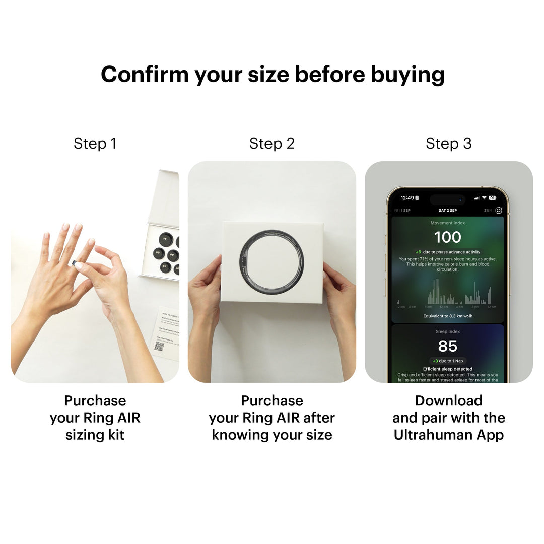 Ultrahuman Ring AIR - No App Subscription, Smart Ring, Size First with Sizing Kit, Sleep Tracker, Track Recovery, Fitness Tracker