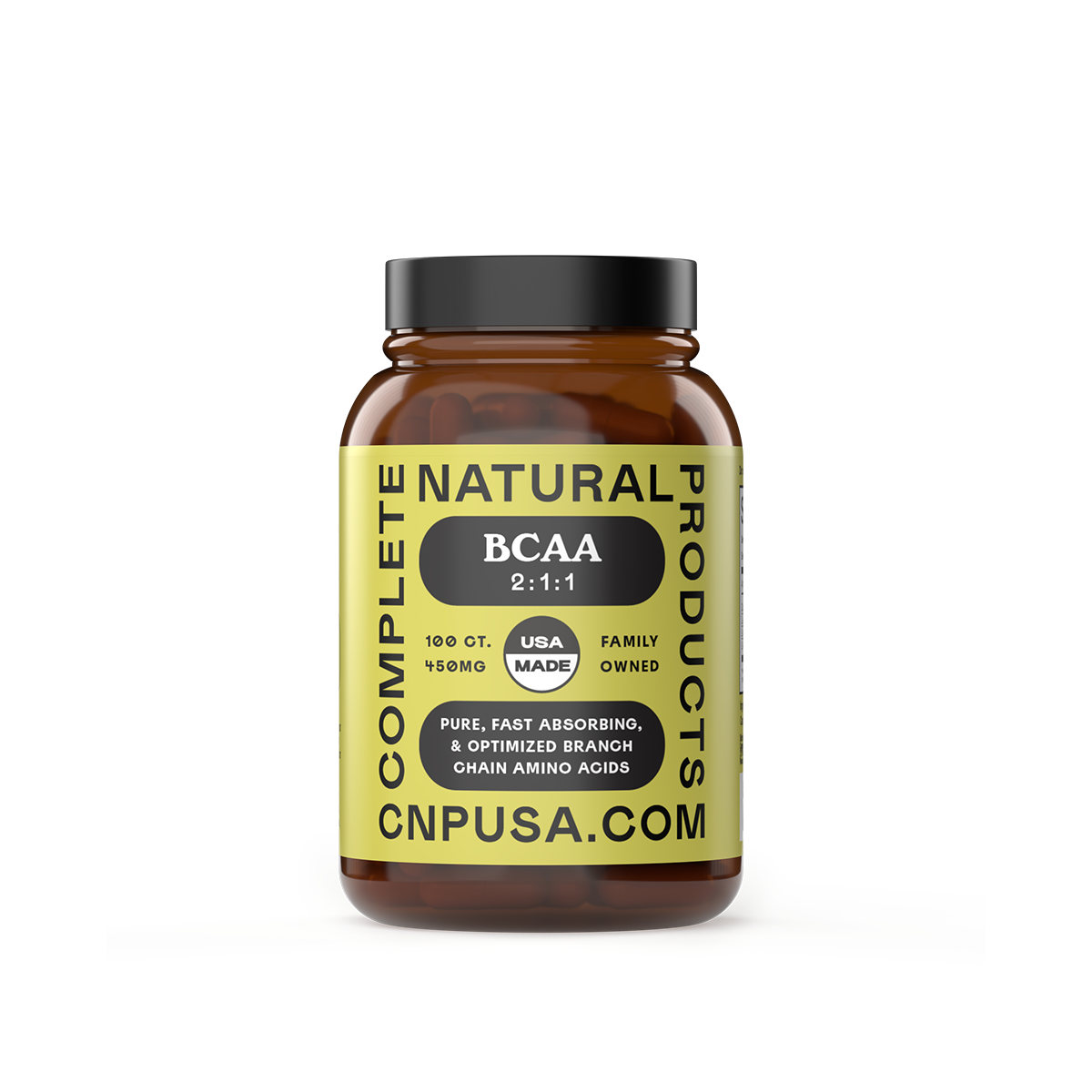 Branch Chain Amino Acid Capsules 2:1:1 front bottle label BCAA sports supplement