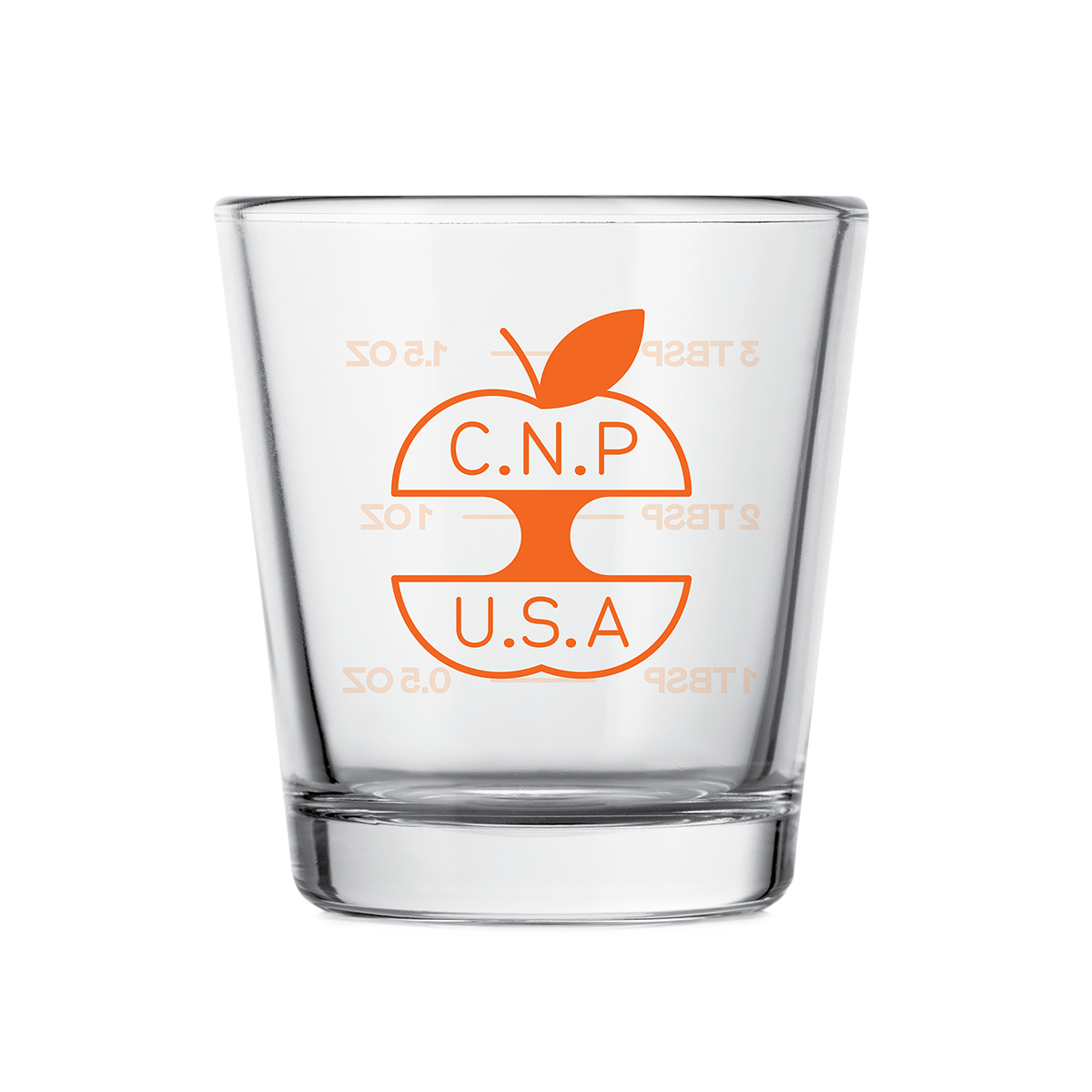 Glass Measuring Cup orange colorway front view shot glass size