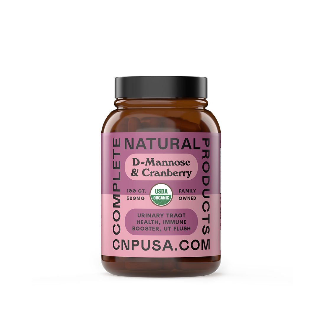 Organic D-Mannose Cranberry Capsules 2025 front bottle label UTI prevention supplement