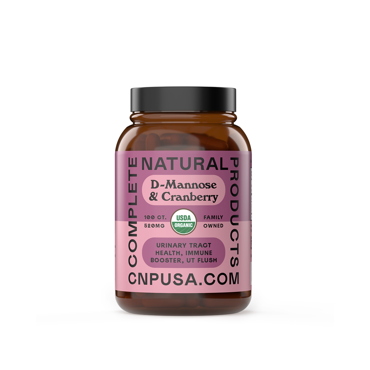 Organic D-Mannose Cranberry Capsules 2025 front bottle label UTI prevention supplement