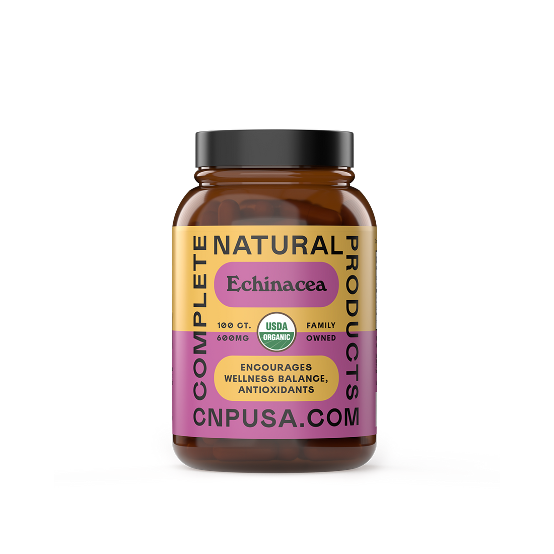Organic Echinacea Capsules 2025 front bottle label immune support supplement