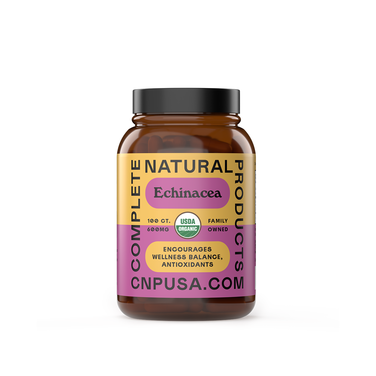 Organic Echinacea Capsules 2025 front bottle label immune support supplement