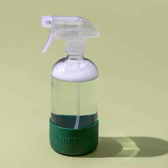 Glass Spray Bottle with Forest Green Sleeve