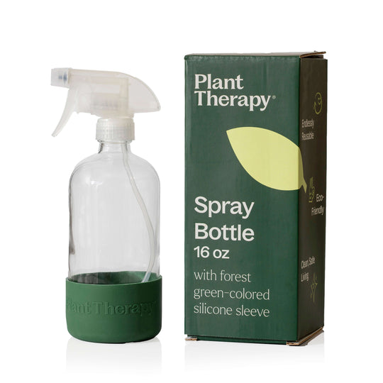 Glass Spray Bottle with Forest Green Sleeve