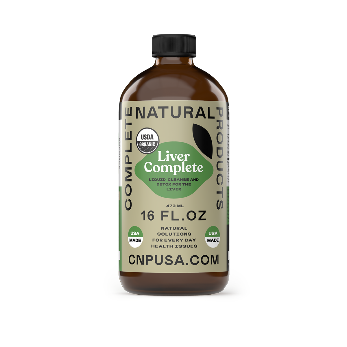 Liver Complete 16oz Glass Bottle formula front label herbal supplement