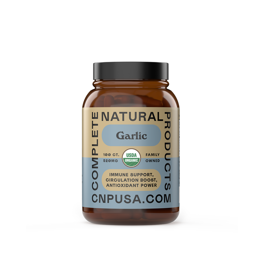 Organic Garlic Capsules 2025 front bottle label immune support supplement