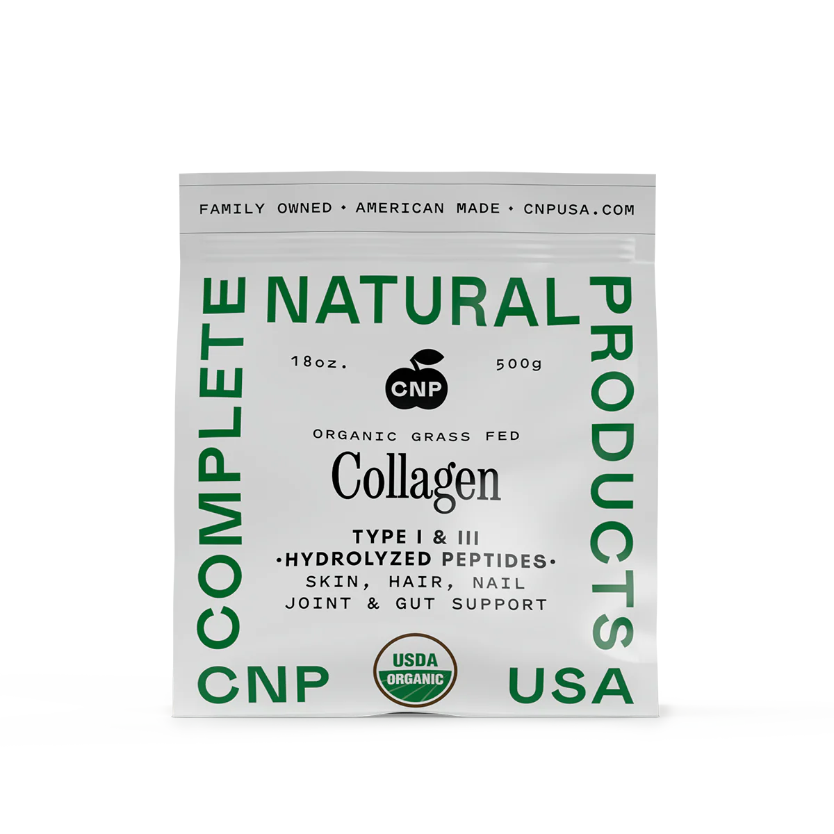 Organic Collagen Peptides product front view natural formula