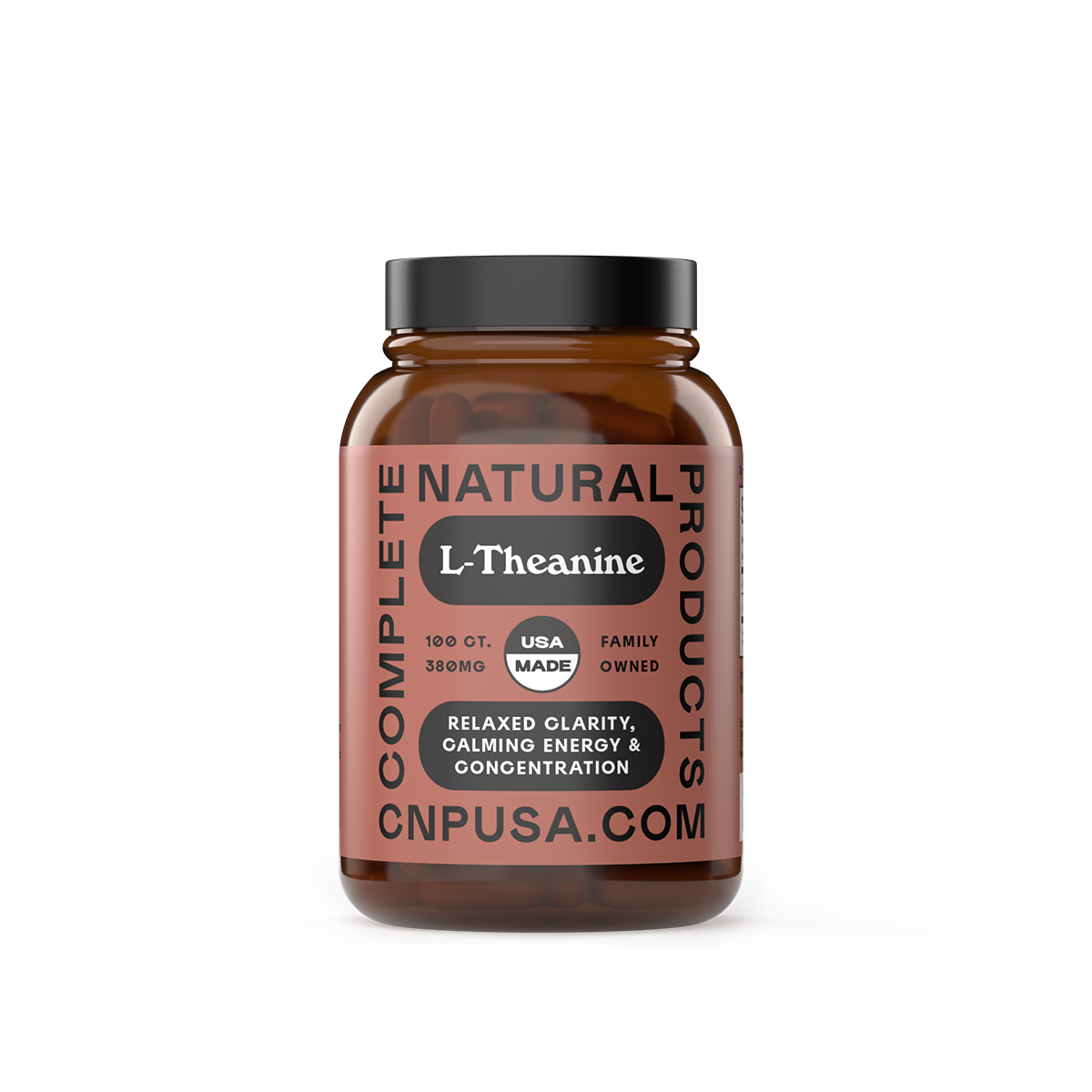 L-Theanine Capsules 2025 front bottle label calming amino acid supplement