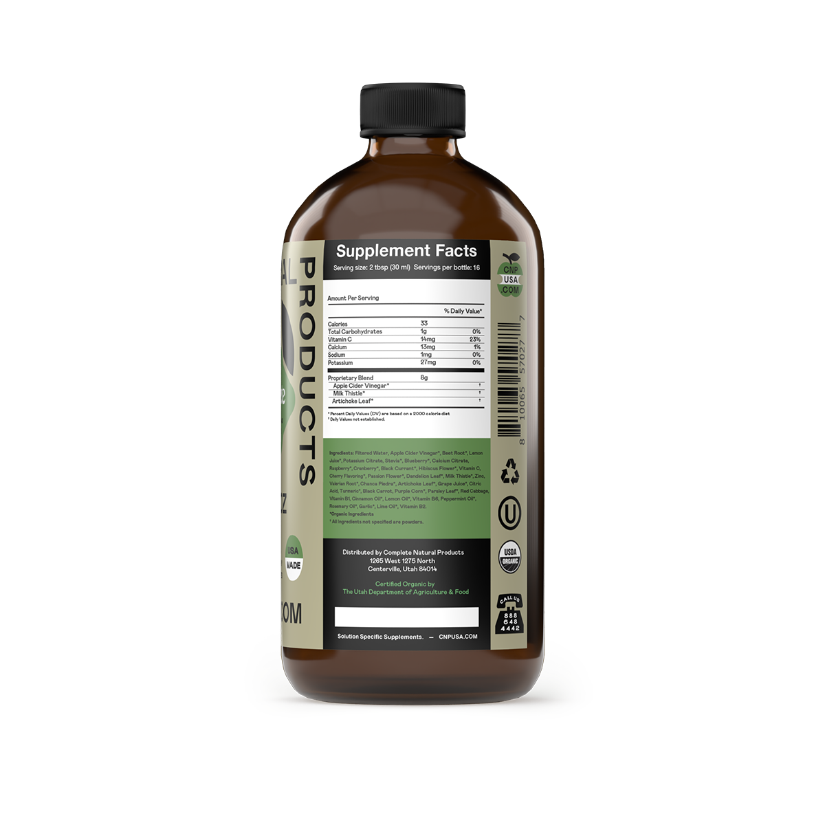 Liver Complete 16oz Glass Bottle supplement facts panel
