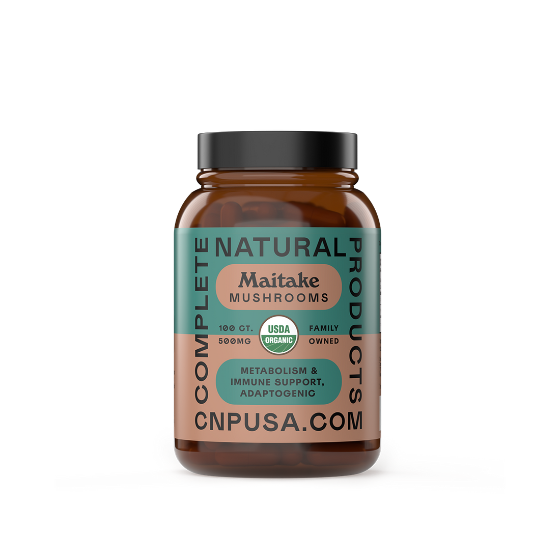 Organic Maitake Capsules 2025 front bottle label adaptogenic mushroom supplement