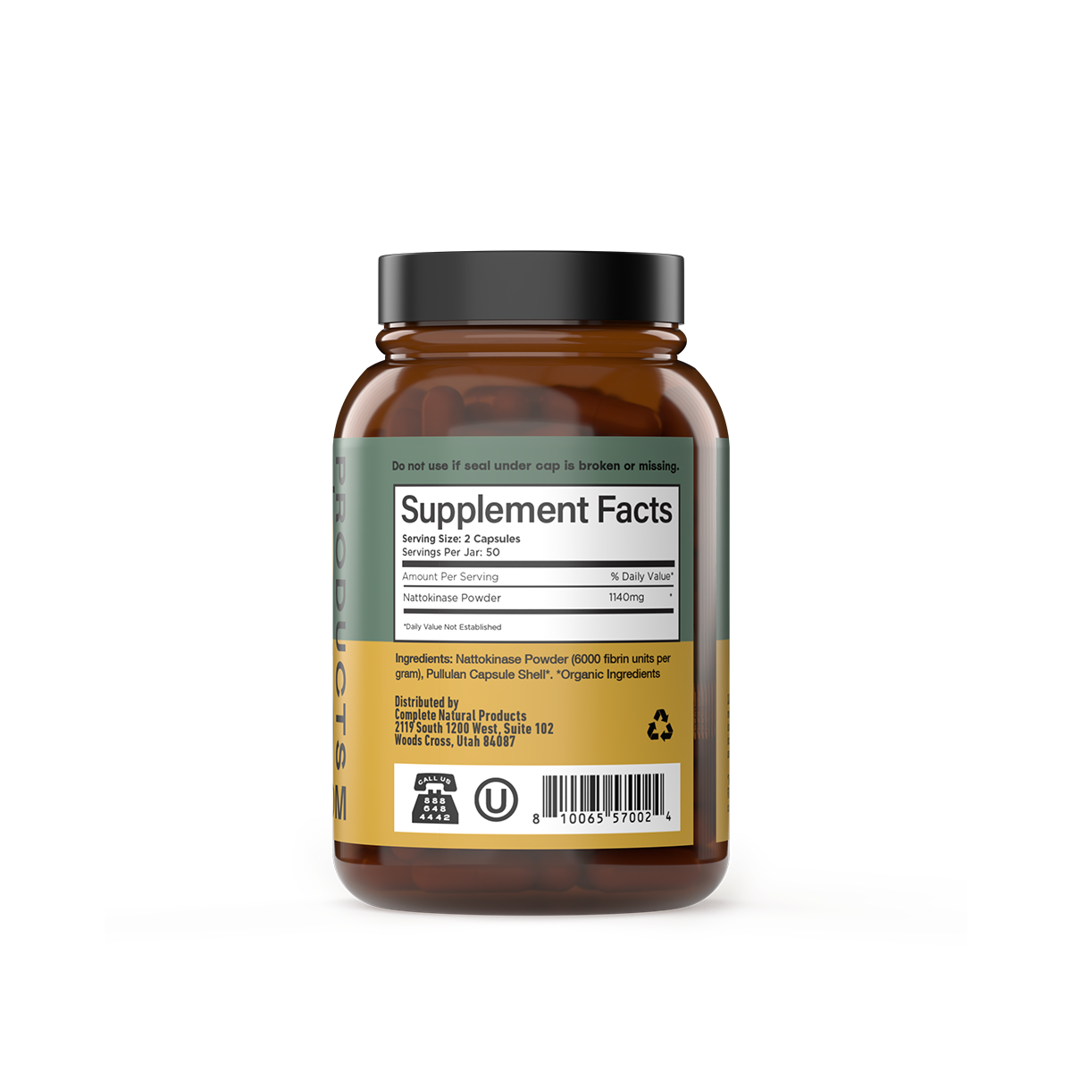 Nattokinase Capsules supplement facts panel 2025 formula