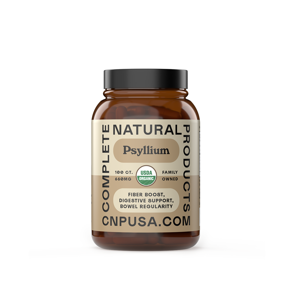 Organic Psyllium Husk Capsules 2025 front bottle label fiber supplement