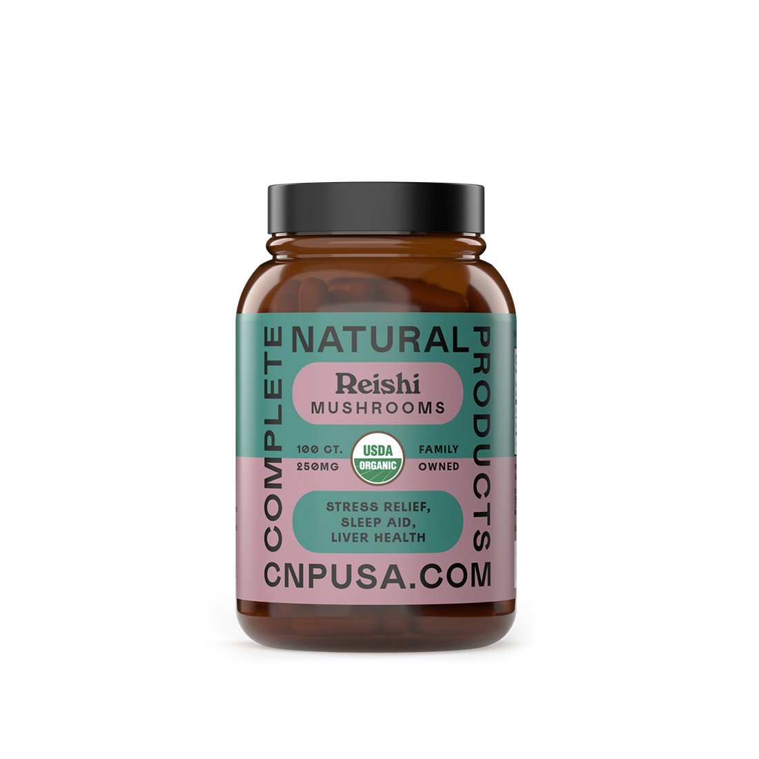 Organic Reishi Capsules 2025 front bottle label adaptogenic mushroom supplement