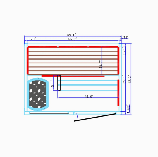 Combination 2 Person Traditional Stone Heater + Low EMF/ELF Infrared Sauna