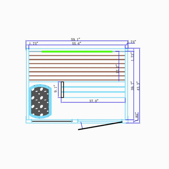 Traditional 2 Person Sauna w/Harvia Stone Heater