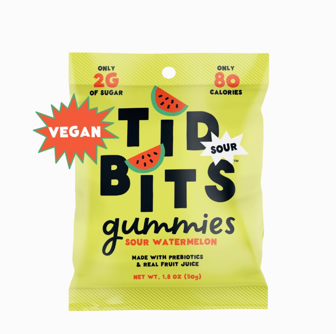 Sour Watermelon Gummy Candy - Low Sugar, Prebiotic,Vegan