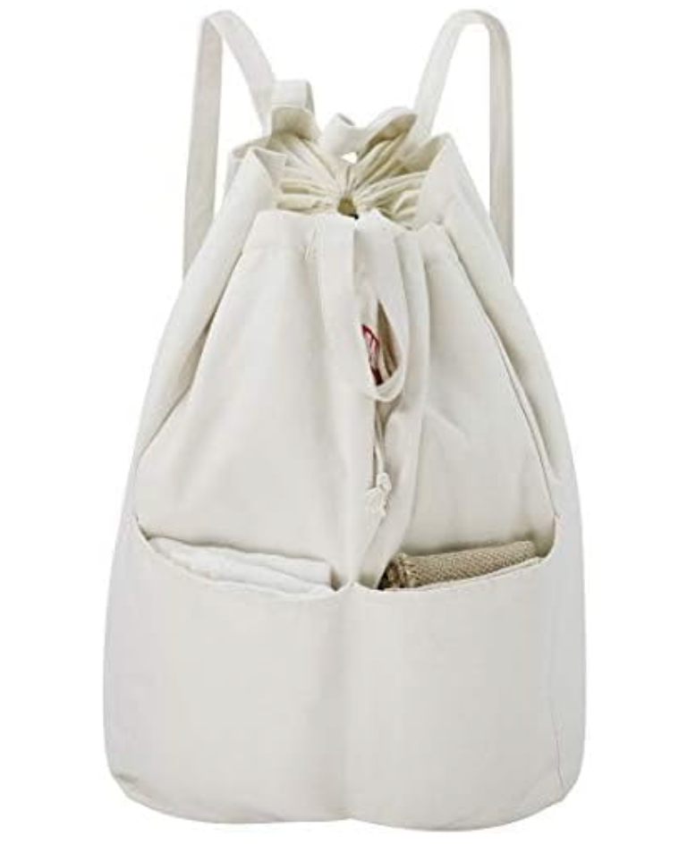 Cotton Canvas Laundry Bag with Pockets