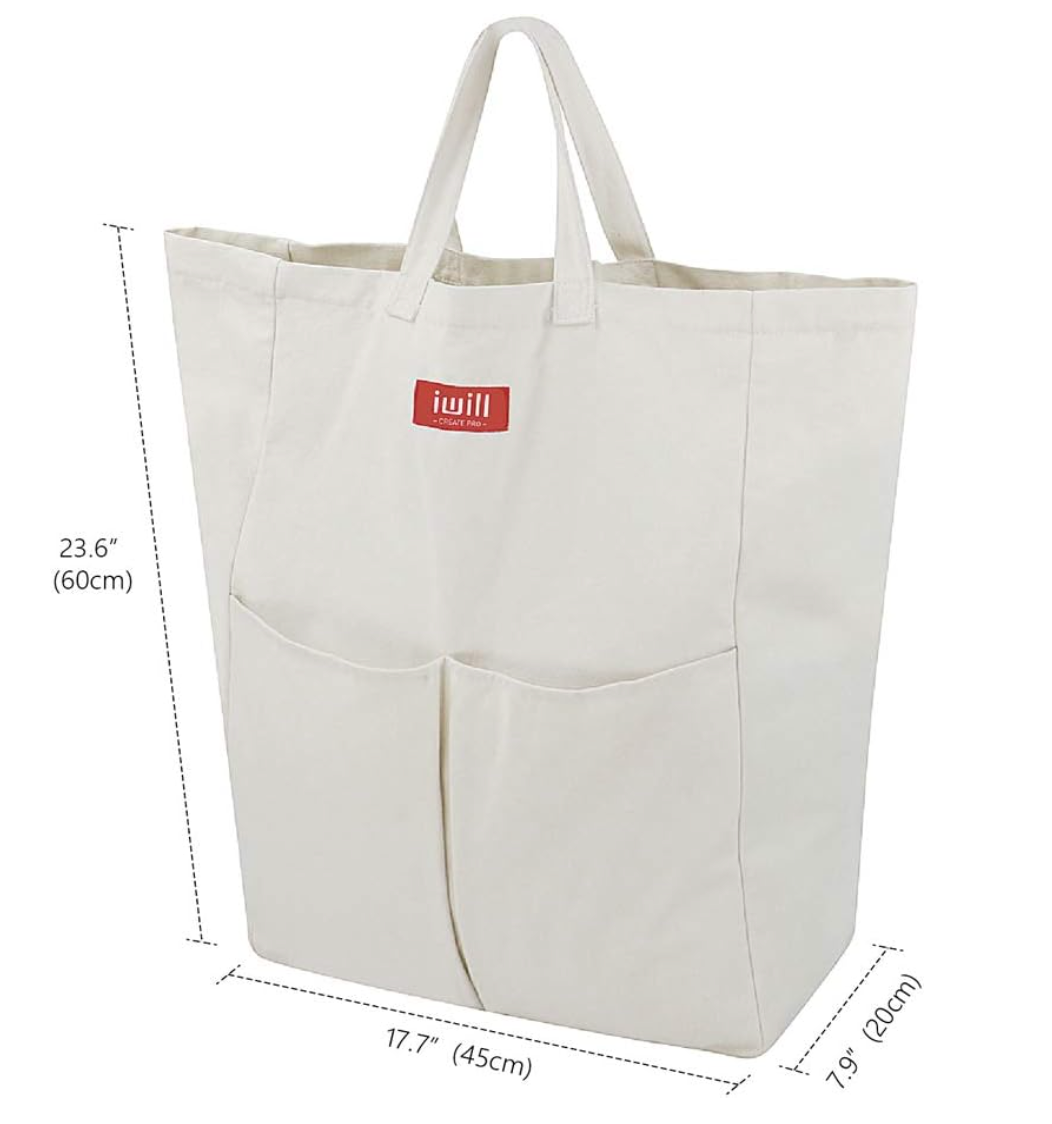 Cotton Canvas Laundry Bag with Pockets