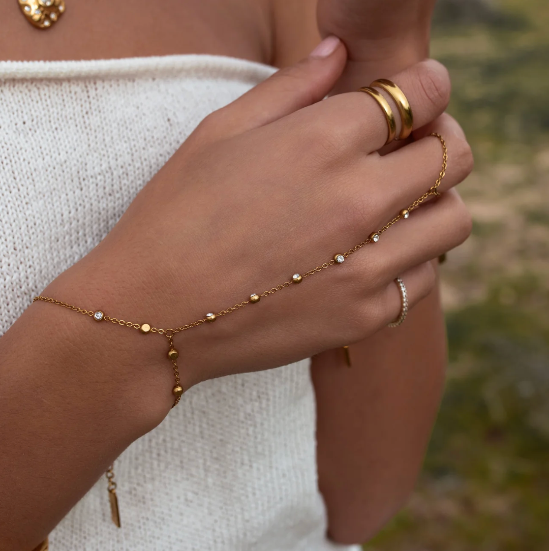Josephine Hand Chain Gold worn on hand lifestyle photo