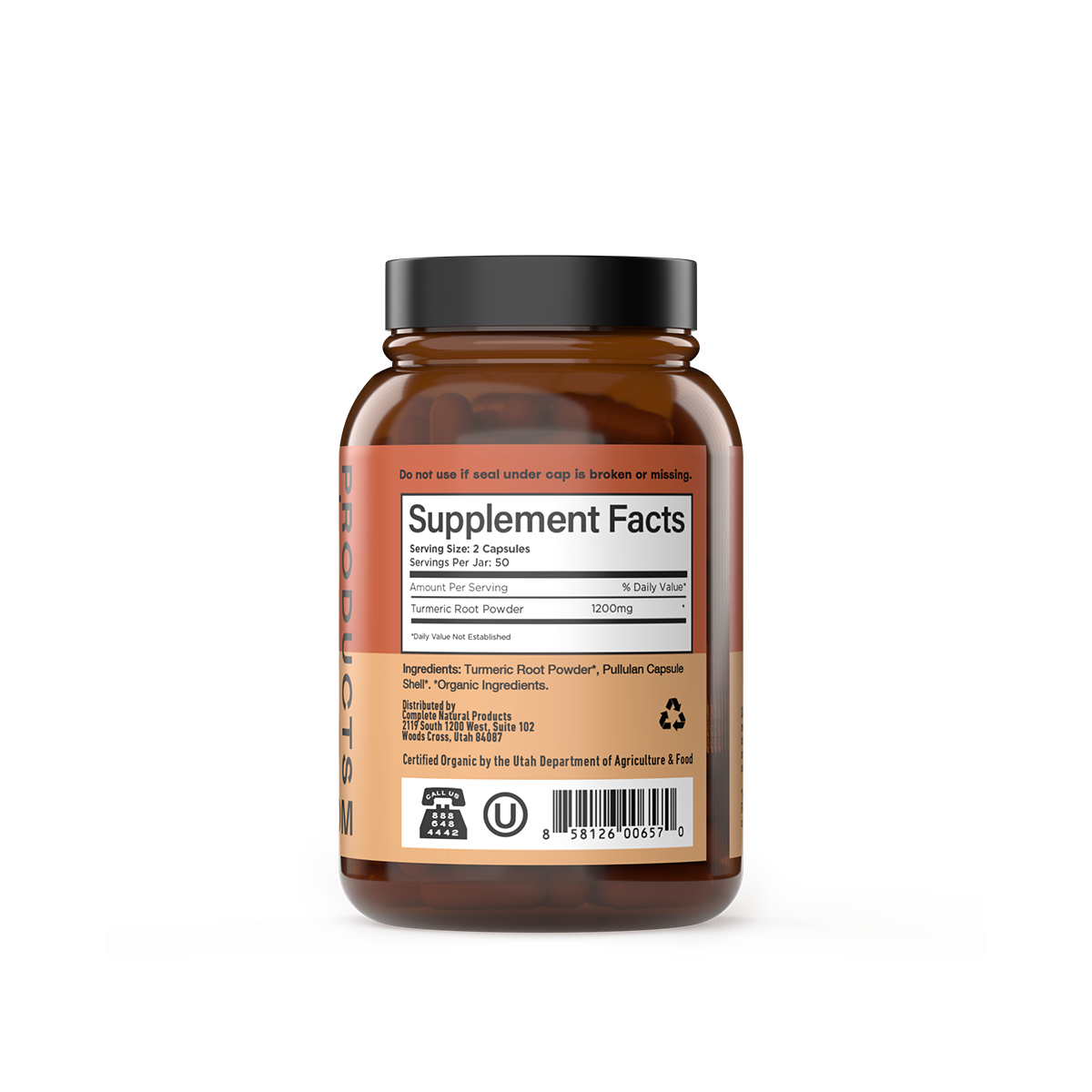 Organic Turmeric Capsules supplement facts panel
