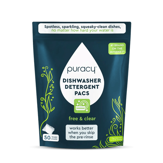 Puracy Natural Dishwasher Detergent Packs: Free & Clear / Pack of 50