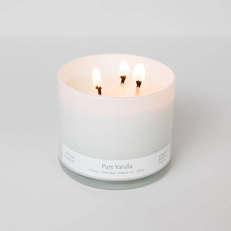 Pure Vanilla Essential Oil Beeswax 3 Wick Candle: Non-Toxic