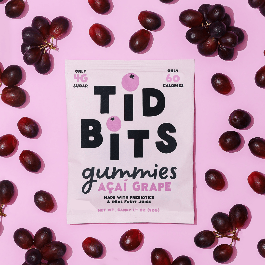 Açai Grape Gummy Candy - Low 4g Sugar, Prebiotics - Free Living Co