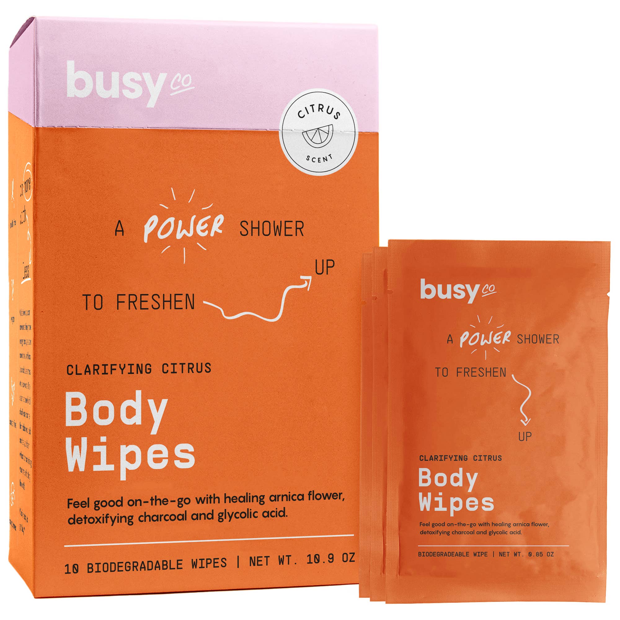Refresh XL Body Wipes Glycolic Acid Charcoal front packaging view