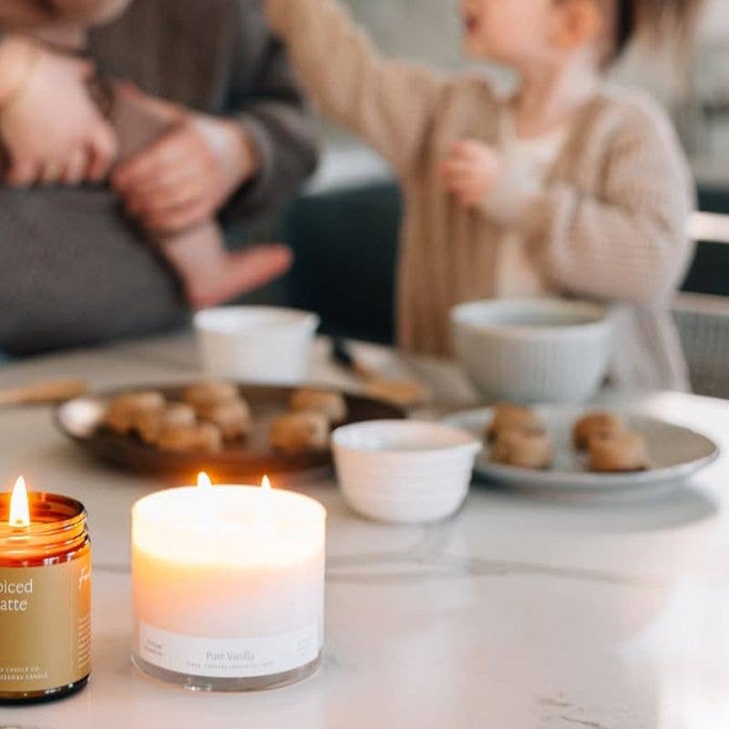 Pure Vanilla Essential Oil Beeswax 3 Wick Candle: Non-Toxic