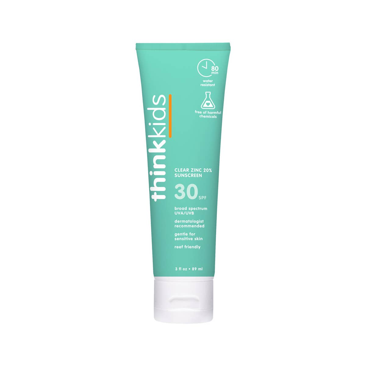 Think Kids SPF 30 Clear Zinc Sunscreen 3oz EWG #1 front product view