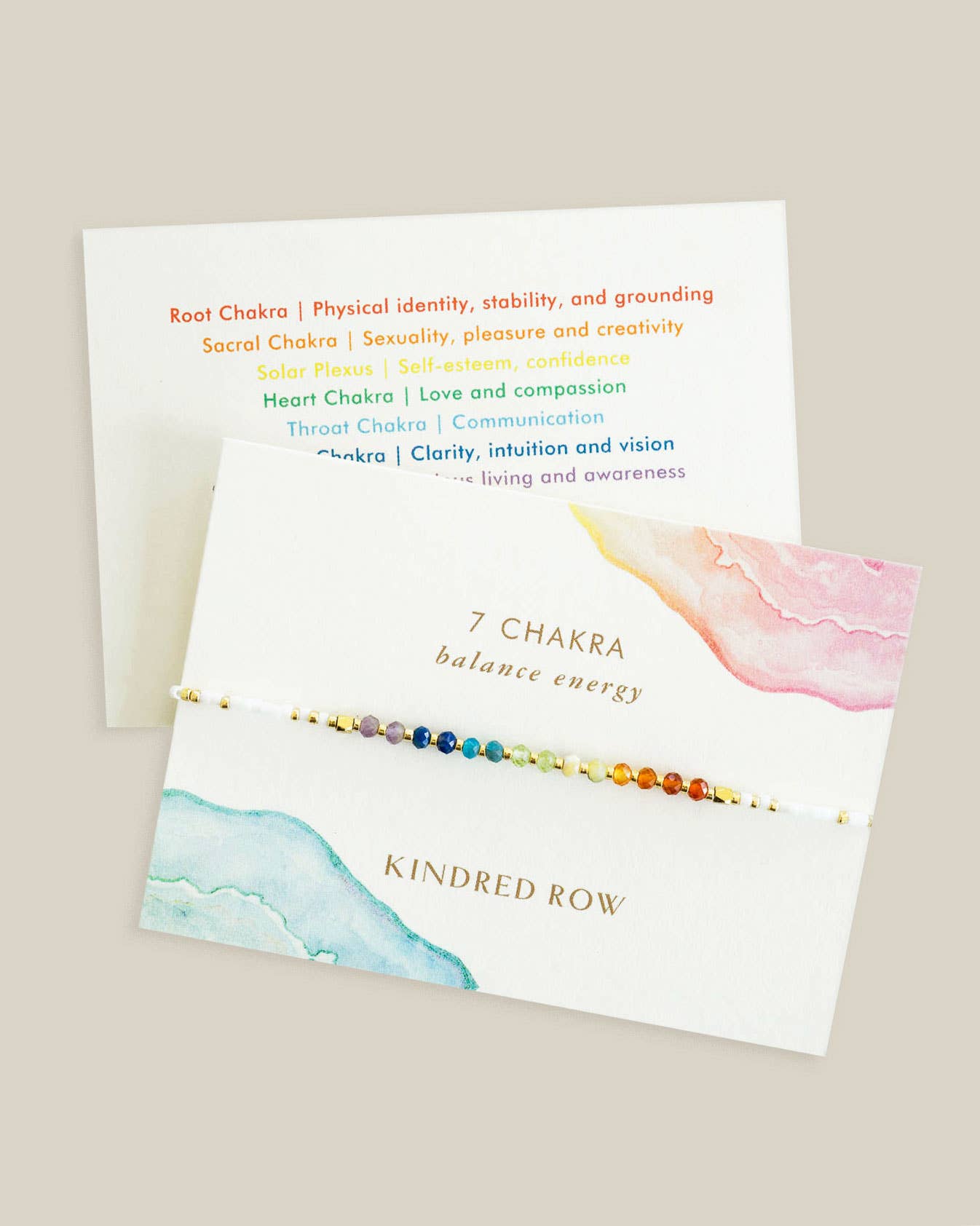 Chakra Rainbow Healing Gemstone Stacking Bracelet, White - Free Living Co