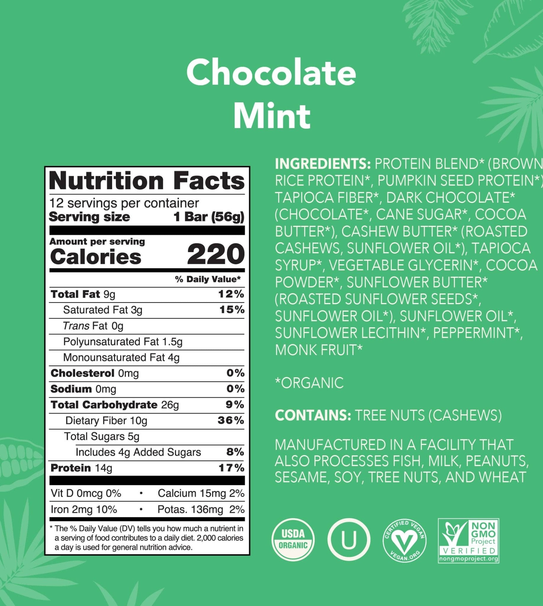 Chocolate Mint Protein Bar - Free Living Co