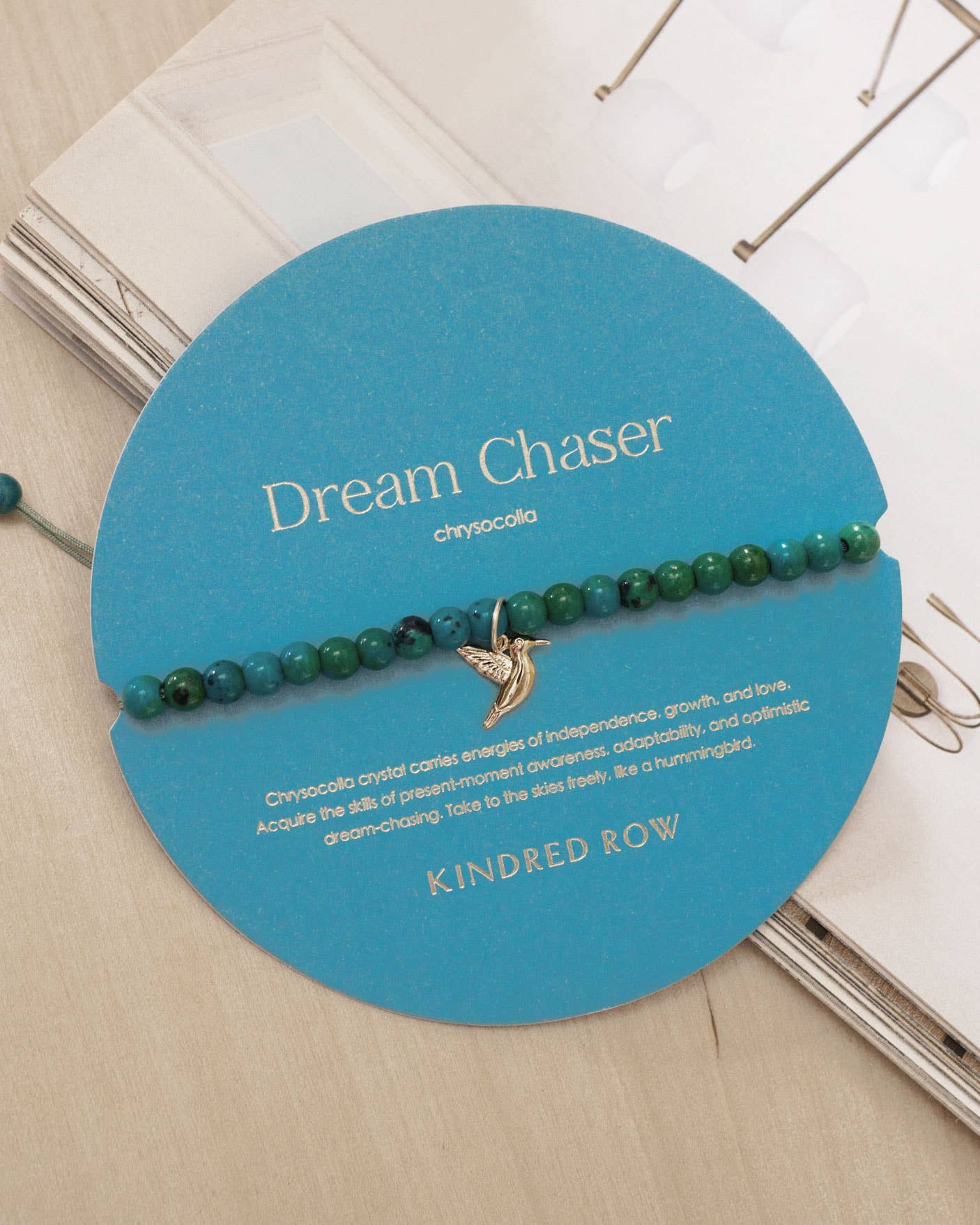 Chrysocolla Hummingbird Charm Crystal Bracelet - Free Living Co