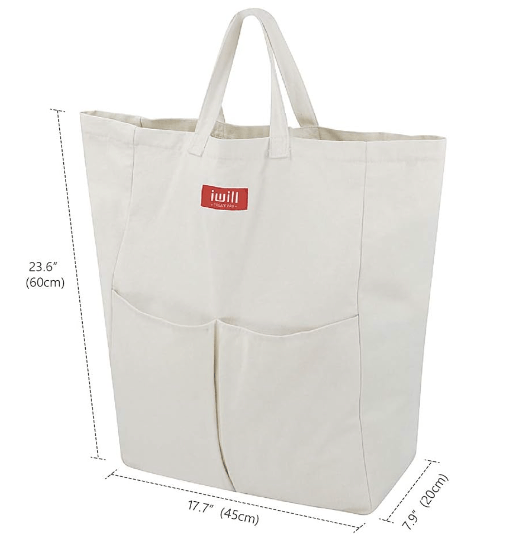 Cotton Canvas Laundry Bag with Pockets - Free Living Co