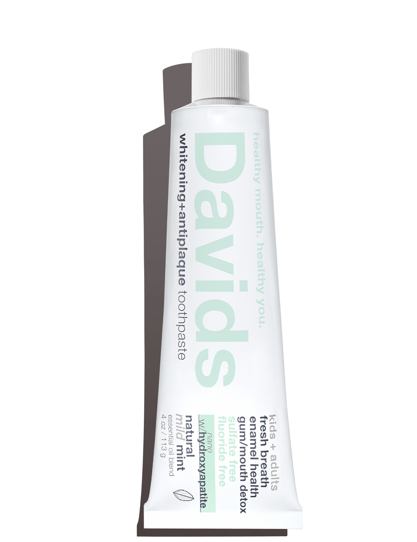 Davids kids + adults nano - hydroxyapatite premium toothpaste / mild mint - Free Living Co