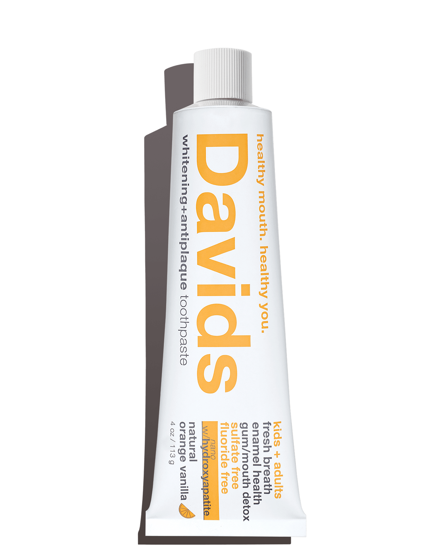 Davids kids + adults nano - hydroxyapatite premium toothpaste / orange vanilla - Free Living Co