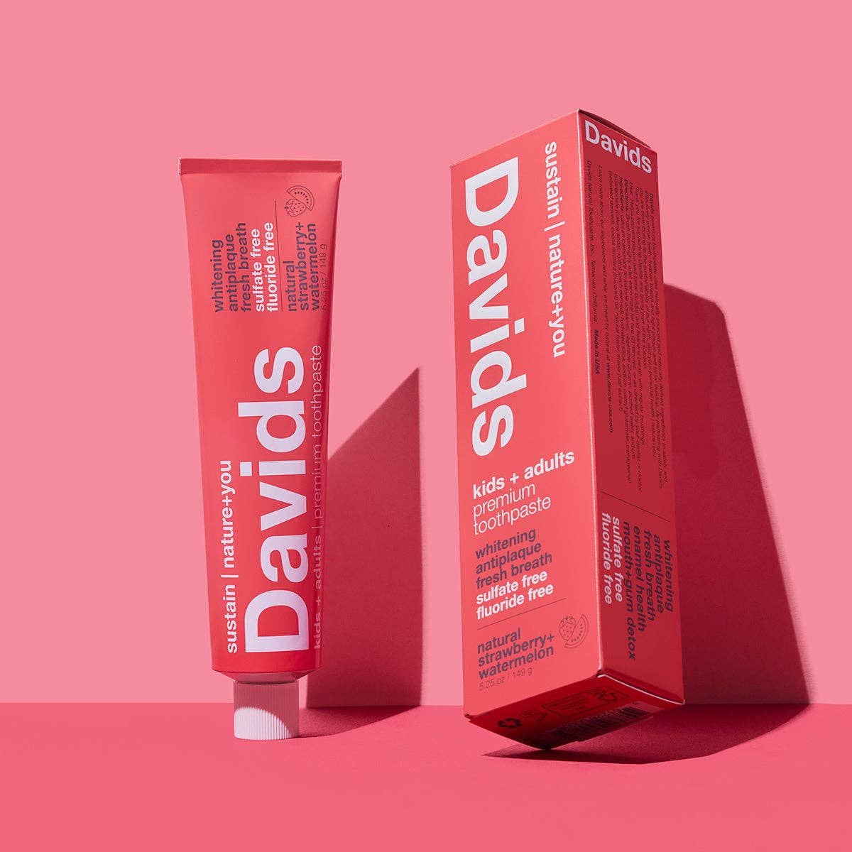 Davids kids+adults premium toothpaste/strawberry watermelon - Free Living Co