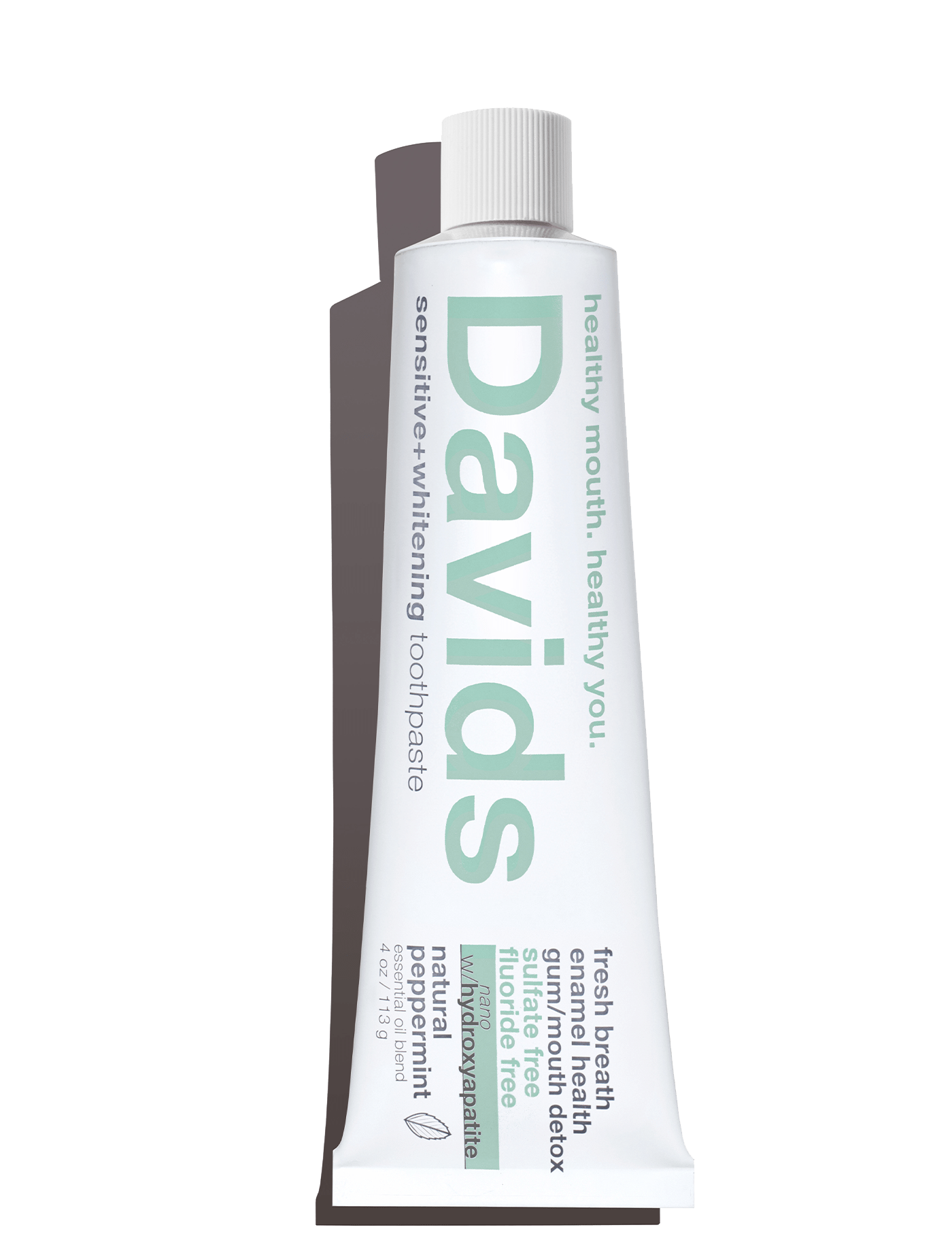 Davids sensitive+whitening nano - hydroxyapatite premium toothpaste / peppermint / 4 oz - Free Living Co